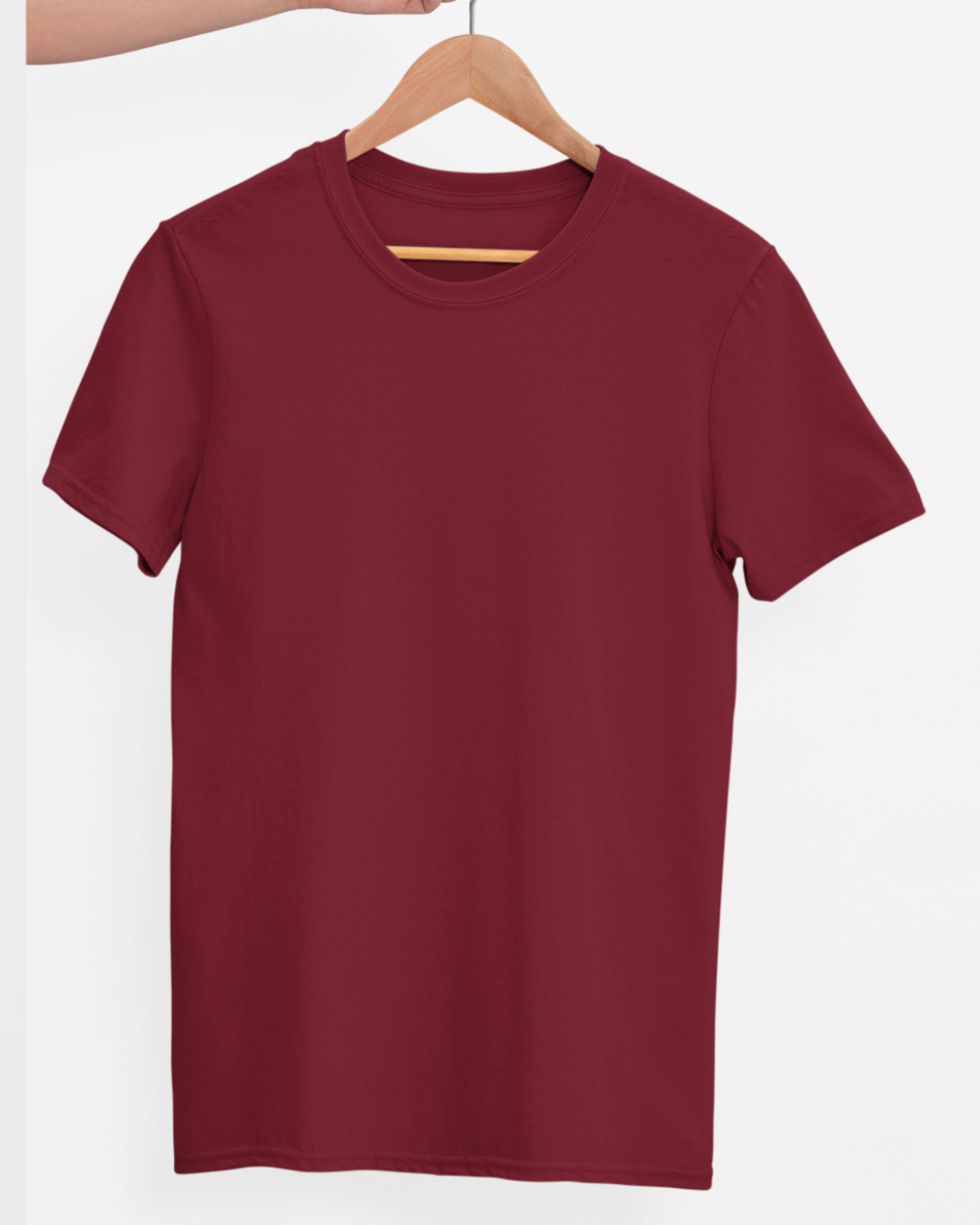 TFM Basics Plain Round Neck Half Sleeve Maroon T-Shirt 1 TFM Basics Plain Round Neck Half Sleeve Maroon T-Shirt