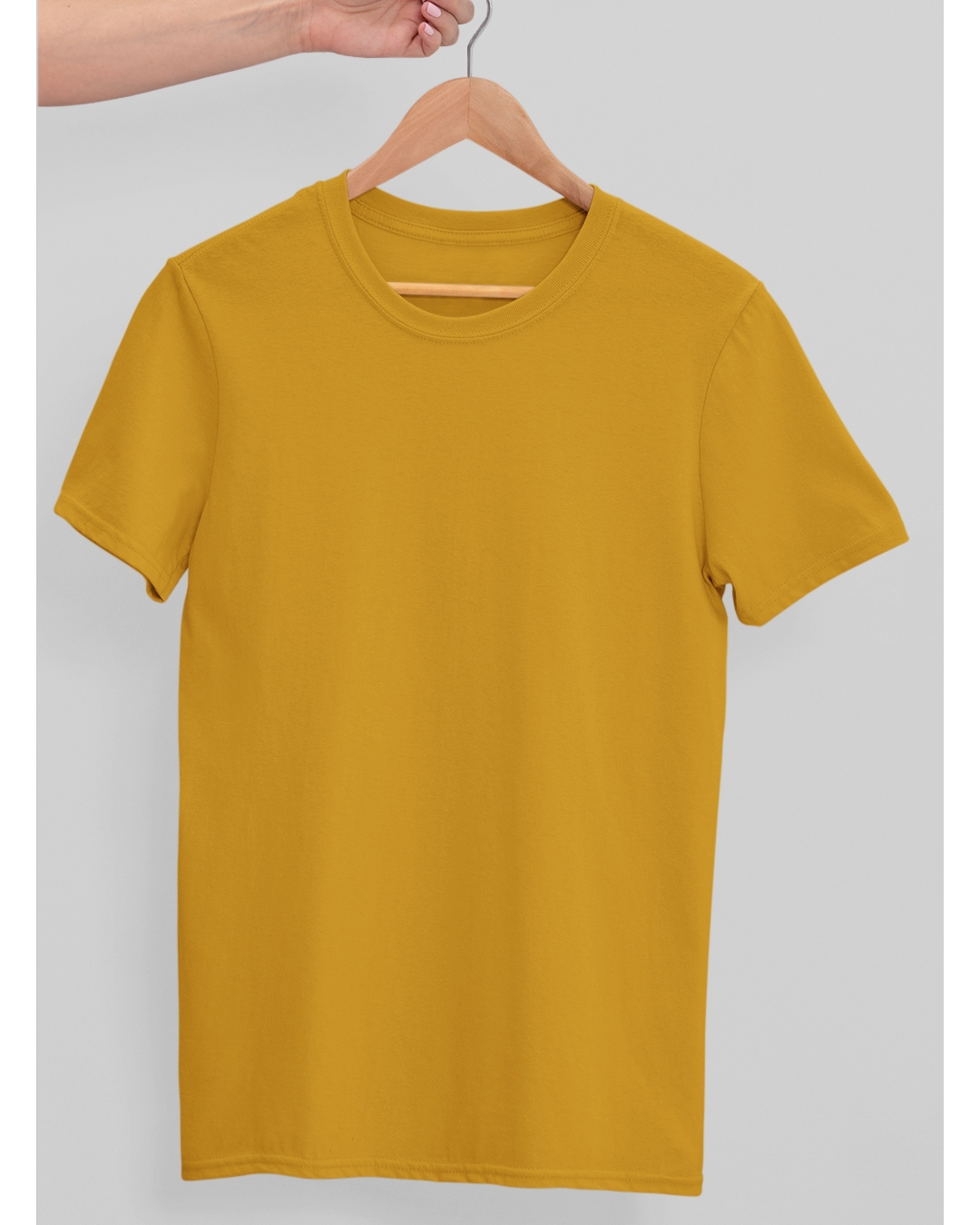 TFM Basics Plain Round Neck Half Sleeve Mustard Yellow T-Shirt 1 TFM Basics Plain Round Neck Half Sleeve Mustard Yellow T-Shirt