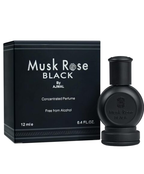 Ajmal Musk Rose Black Concentrated Perfume Oil (Attar) - 12ml Alcohol Free Unisex Fragrance