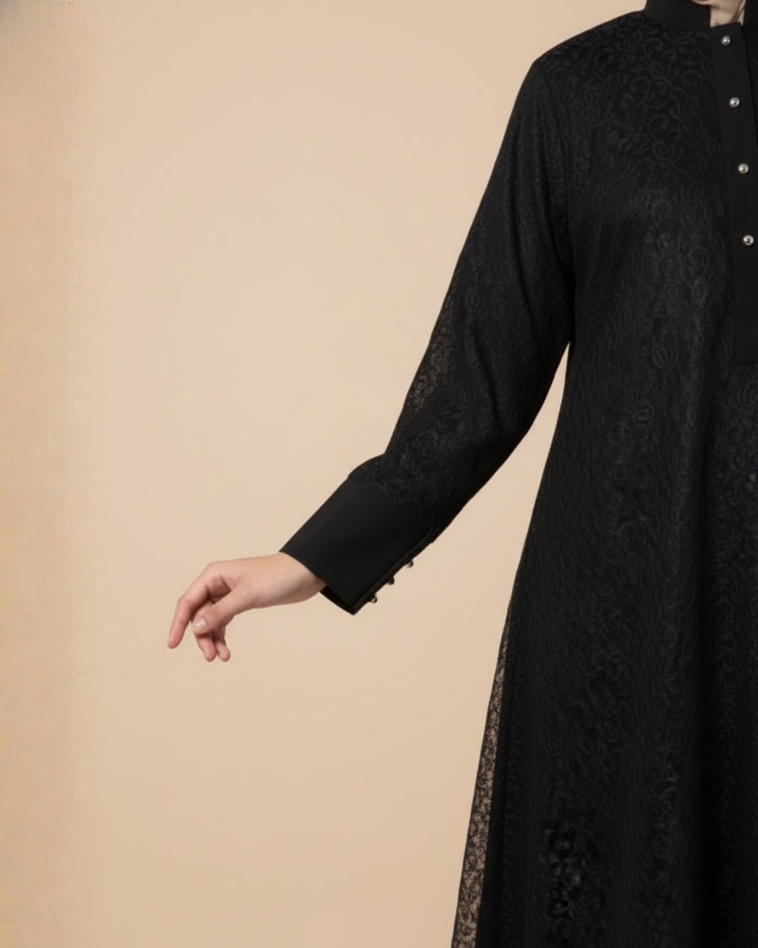 Arch Casual Black Abaya – Premium Koshibo Fabric 5 Arch Casual Black Abaya – Premium Koshibo Fabric - Image 5
