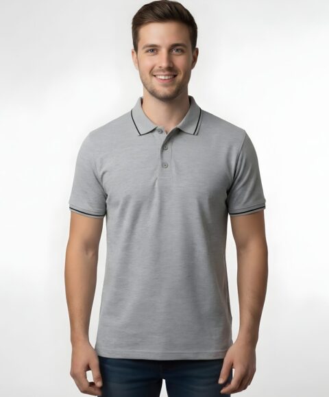 Tippin Polo Half Sleeve Grey Melange T-Shirt