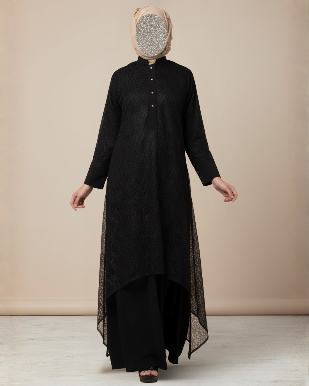 Arch Casual Black Abaya – Premium Koshibo Fabric 2 Arch Casual Black Abaya – Premium Koshibo Fabric - Image 2