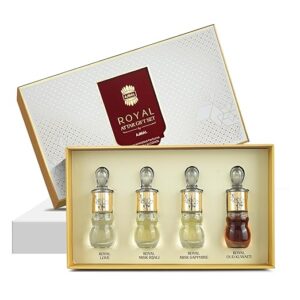 Royal Attar Collection Premium Perfume Gift Set | 4 x Attar Bottles | Royal Line, Musk Rijali, Musk Sapphire & Oudh Al Malik