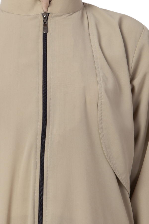 Beige Full Zipper Koti Abaya - Image 5