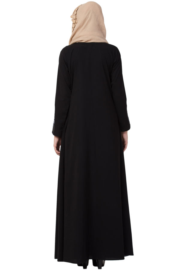 Black Shrug Abaya with Grey Embroidery - Image 5
