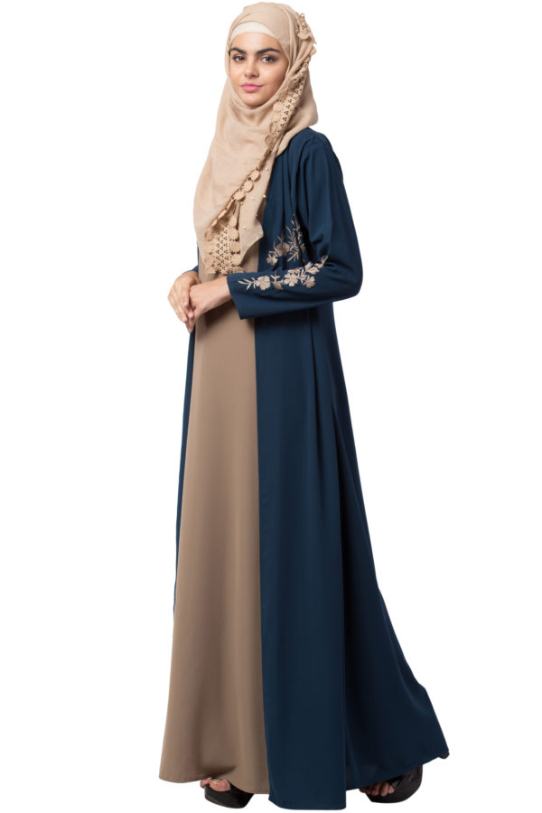 Firozi Shrug Abaya with Grey Embroidery - Image 4