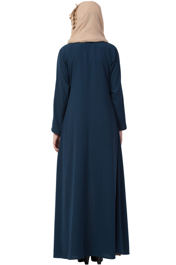 Firozi Shrug Abaya with Grey Embroidery - Image 5
