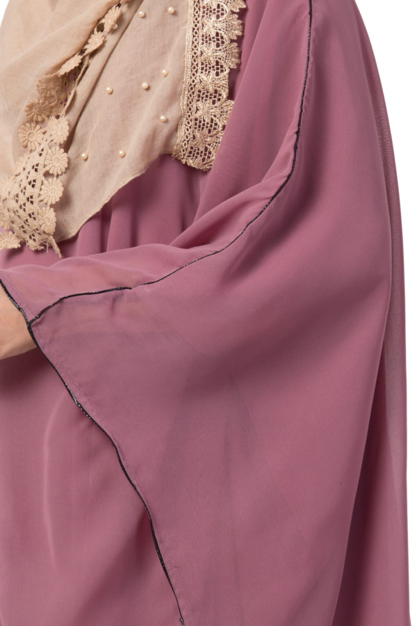 Kaftan Overlay Puce Pink Georgette Abaya - Image 6