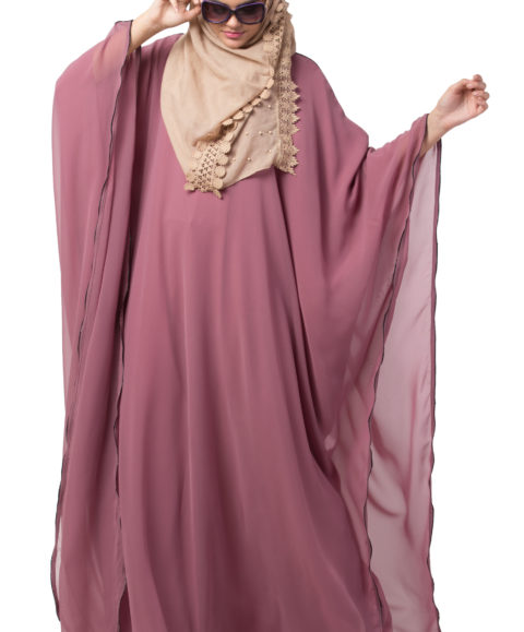 Kaftan Overlay Puce Pink Georgette Abaya