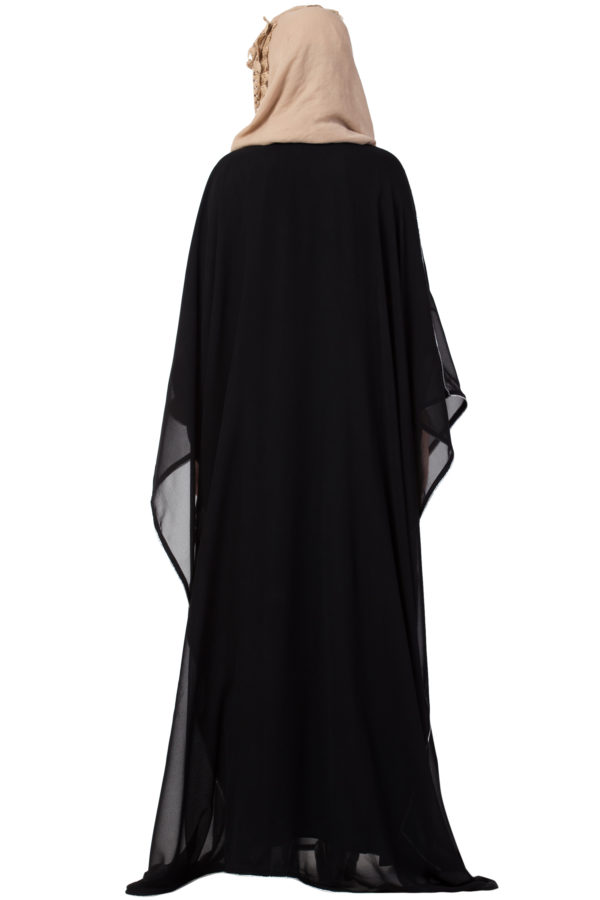 Kaftan Overlay Puce Black Georgette Abaya - Image 5