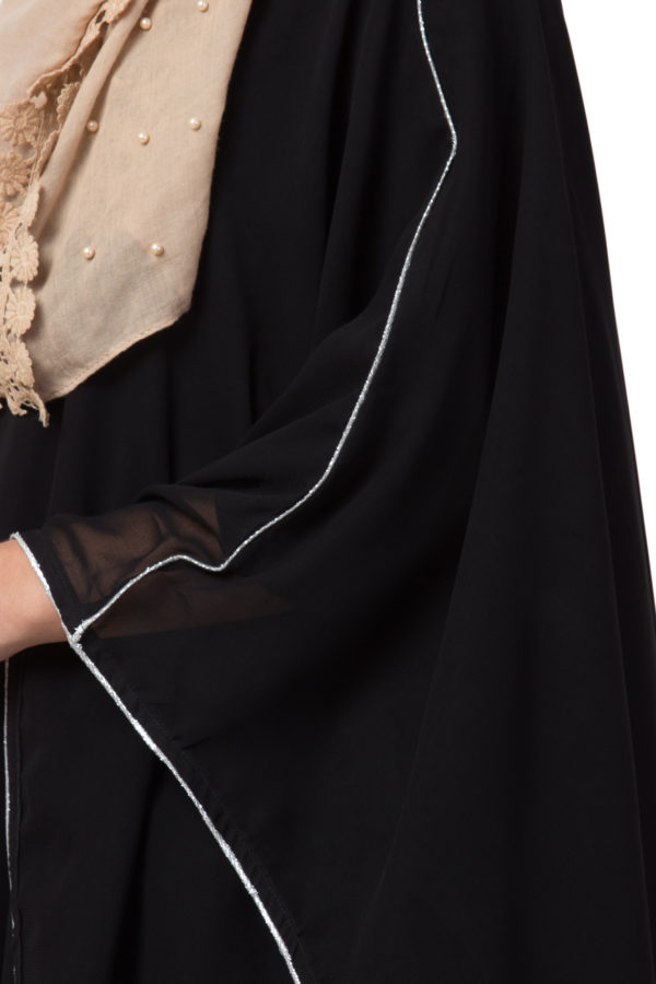 Kaftan Overlay Puce Black Georgette Abaya - Image 6