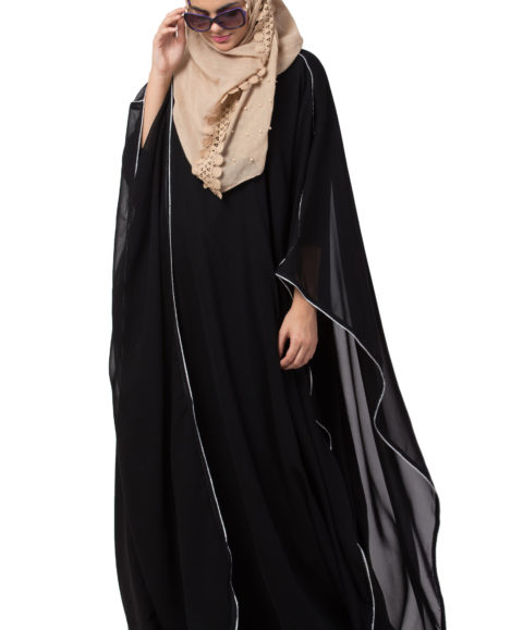 Kaftan Overlay Puce Black Georgette Abaya