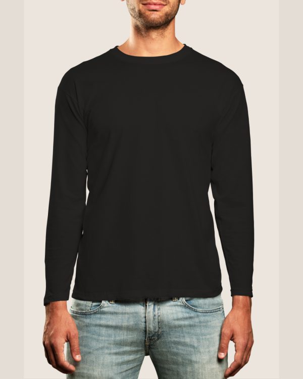Basic Plain Round Neck Full Sleeve Black T-Shirt