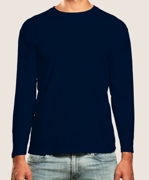 Basic Plain Round Neck Full Sleeve Navy Blue T-Shirt