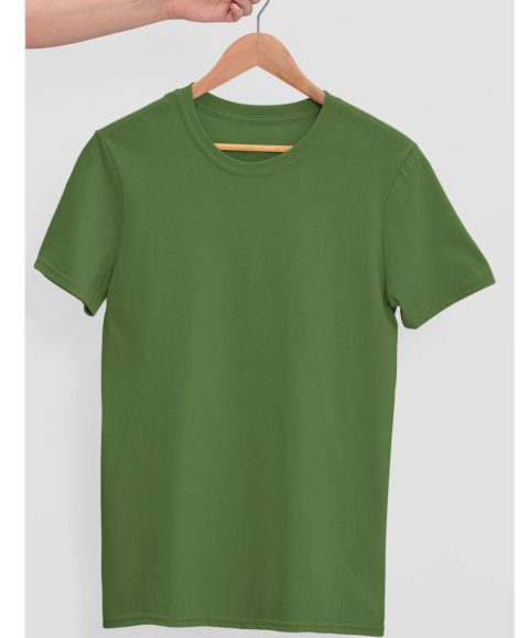 TFM Basics Plain Round Neck Half Sleeve Olive Green T-Shirt