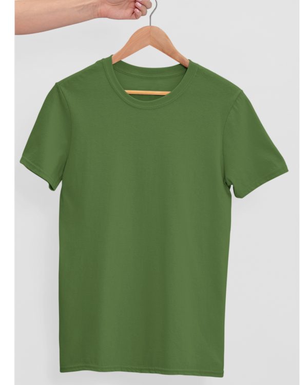 TFM Basics Plain Round Neck Half Sleeve Olive Green T-Shirt