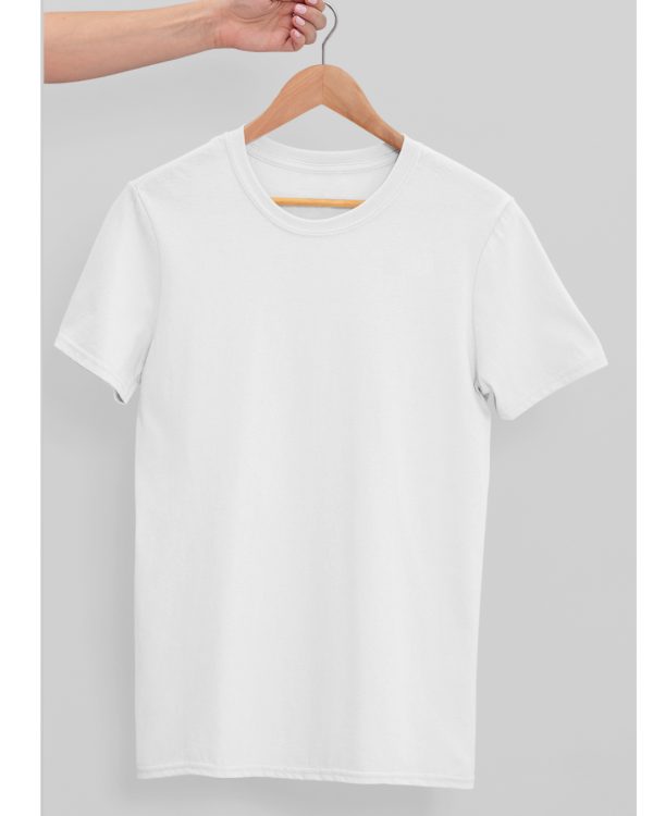 TFM Basic Plain Round Neck Half Sleeve White T-Shirt