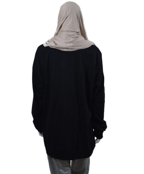 TFM Basic Plain Women's Drop Shoulder Long Full Sleeve Black T-Shirt