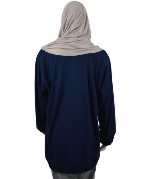 TFM Basic Plain Women's Drop Shoulder Long Full Sleeve Navy Blue T-Shirt