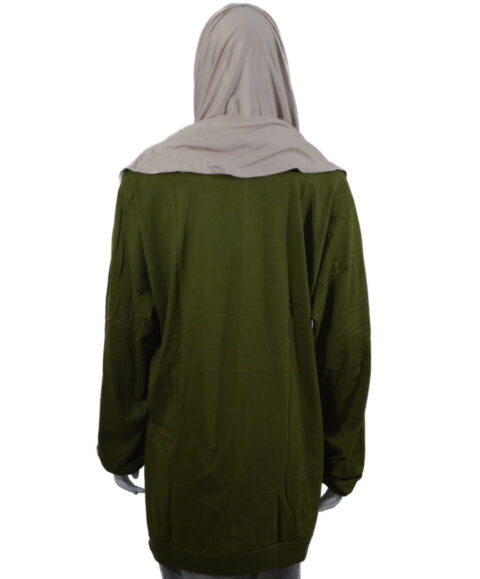 TFM Basic Plain Women's Drop Shoulder Long Full Sleeve Olive Green T-Shirt