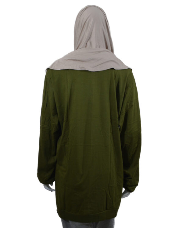 TFM Basic Plain Women's Drop Shoulder Long Full Sleeve Olive Green T-Shirt