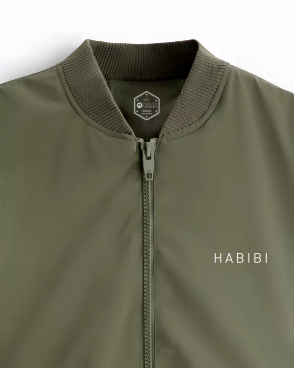 HABIBI MINIMAL Olive Green Bomber Jacket - Image 2