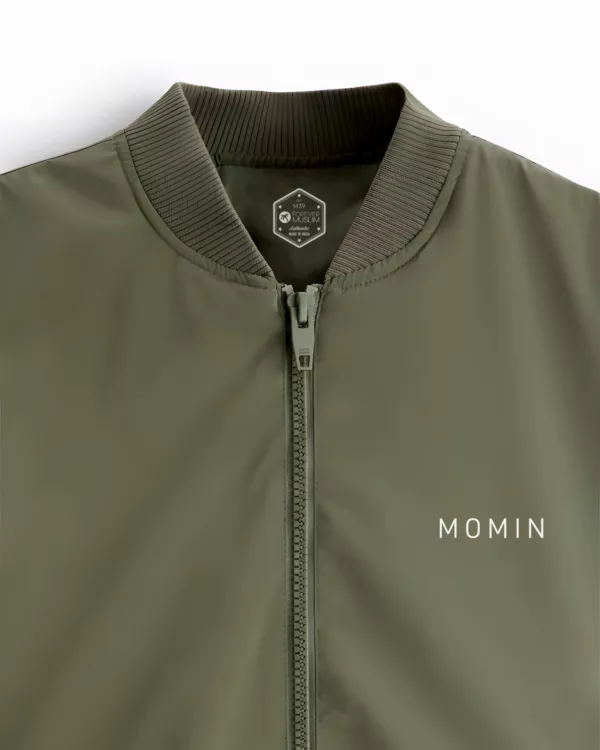 MOMIN MINIMAL Olive Green Bomber Jacket - Image 2